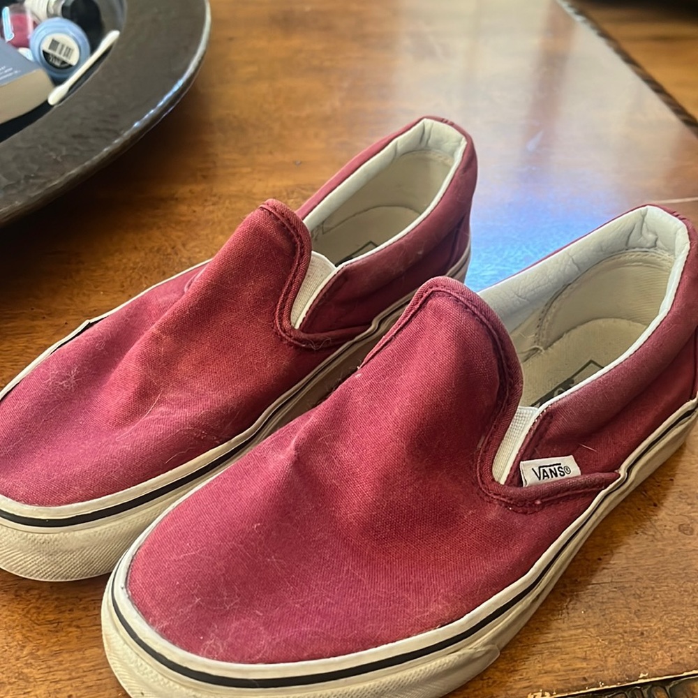 Maroon slip on vans